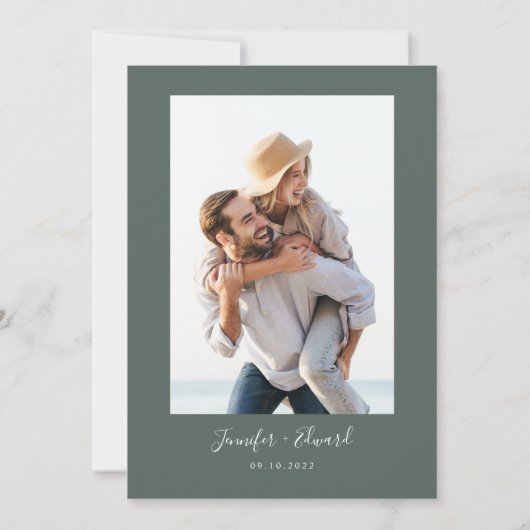 Groene Moderne Minimale Save The Date (Achterkant)