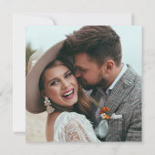 Groene moderne minimalistische elegante foto save the date (Achterkant)