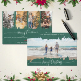 Groene Moderne Minimalistische Kerstmis Collage Fo Kaart