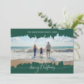 Groene Moderne Minimalistische Kerstmis Collage Fo Kaart (Staand voorkant)