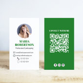 Groene moderne minimalistische QR-code sociale med Visitekaartje