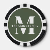 Groene Moderne Monogram Familie Poker Chips (Voorkant)
