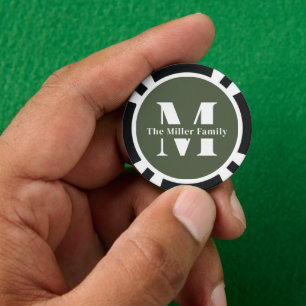 Groene Moderne Monogram Familie Poker Chips