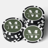 Groene Moderne Monogram Familie Poker Chips (Opstapeling)