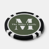 Groene Moderne Monogram Familie Poker Chips (Enkel)