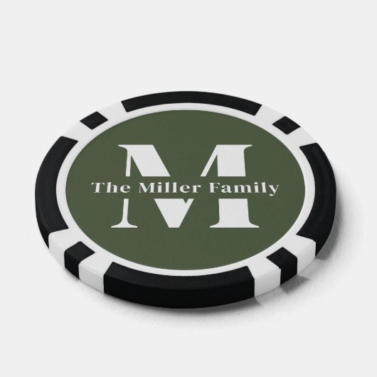 Groene Moderne Monogram Familie Poker Chips (Enkel)
