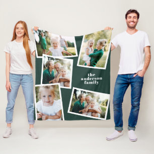 Groene moderne multi-foto home decor voor familie fleece deken