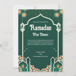 Groene moderne Ramadan Iftar Party uitnodiging