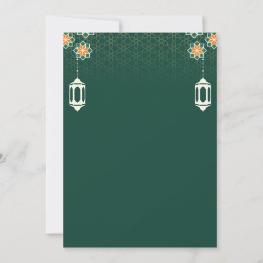 Groene moderne Ramadan Iftar Party uitnodiging (Achterkant)