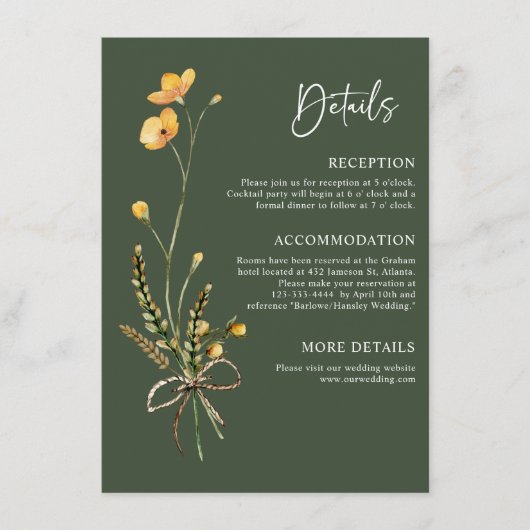 Groene Moderne Rustieke Botanische Elegante Boho B Informatiekaartje (Voorkant)