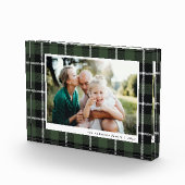 Groene moderne rustieke tartan check familie foto (Rechts)