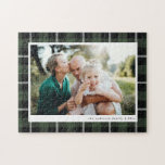 Groene moderne rustieke tartan check familie foto legpuzzel<br><div class="desc">Groene moderne rustieke tartan check familie foto cadeau. Stijlvol,  modern en elegant design.</div>