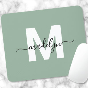 Groene moderne script naam monogram muismat