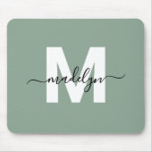Groene moderne script naam monogram muismat (Voorkant)