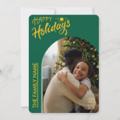 Groene moderne script Prettige Feestdagen 2 Fotoka Feestdagenkaart (Voorkant)