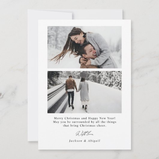 Groene Moderne Script Typografie Foto Kerstmis Feestdagenkaart (Achterkant)