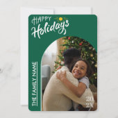 Groene moderne script wenskaart met fijne feestdag feestdagenkaart (Voorkant)