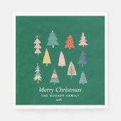Groene moderne set kerstbomen vakantie servet (Voorkant)