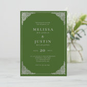 Groene moderne Simplistic Wedding Uitnodiging (Staand voorkant)