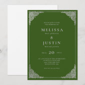 Groene moderne Simplistic Wedding Uitnodiging (Voorkant / Achterkant)