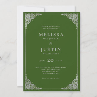 Groene moderne Simplistic Wedding Uitnodiging