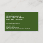 Groene Moderne Stijlzaal Reiniging Janitorial Visitekaartje (Achterkant)