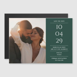 Groene Moderne Trouwfoto Save The Date Magnetische Uitnodiging