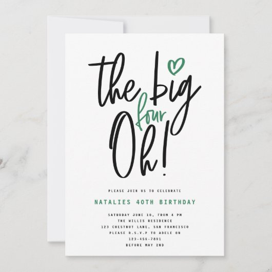 Groene moderne typografie 40e verjaardag (Voorkant)