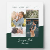 Groene moderne vaders cadeau Foto Collage Plaque Fotoplaat (Voorkant)