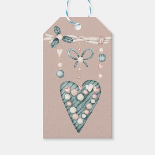 Groene moderne Valentijn harten kralen Cadeaulabel (Voorkant)