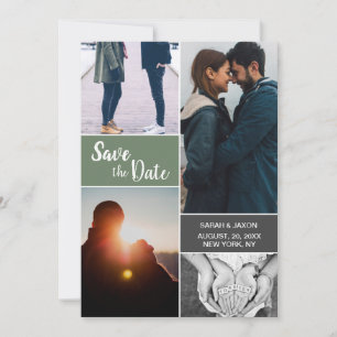 Groene Moderne verloving foto's collage