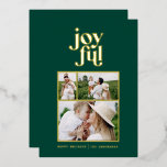 groene moderne vreugde met 3 foto ' s folie folie feestdagenkaart<br><div class="desc">stijlvolle,  minimale groene 3 fotovakantiekaart voor folie. Een deel van een vakantie-collectie.</div>