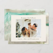 Groene moderne waterverfkaart met gelukkige feestd feestdagenkaart (Voorkant / Achterkant)