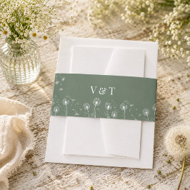 Groene moderne wilde bloemen bruiloft uitnodigingen wikkel