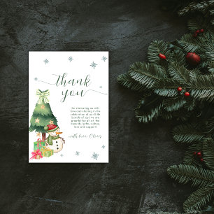 Groene Moderne Winter Sneeuwpop Baby Shower Bedankkaart