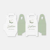 Groene Moderne Wreath Gold cross Baptisme Bedankdoosjes (Uitgevouwen)