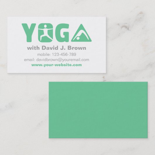 Groene Moderne Yoga Visitekaartjes (Voorkant / Achterkant)