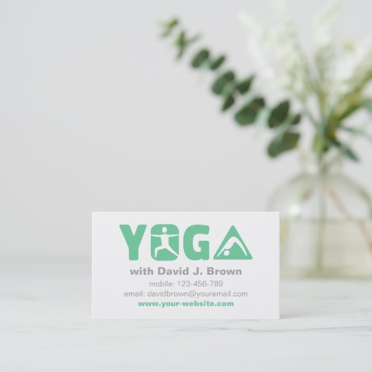 Groene Moderne Yoga Visitekaartjes (Staand voorkant)
