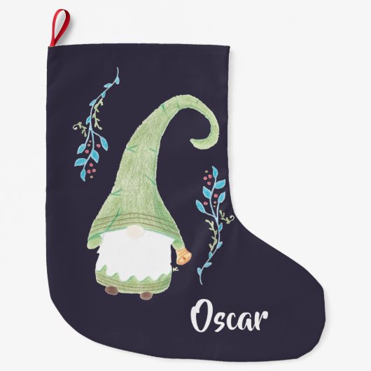 Groene moderne Zweedse kabouter Kerstkous Grote Kerstsok (Voorkant)