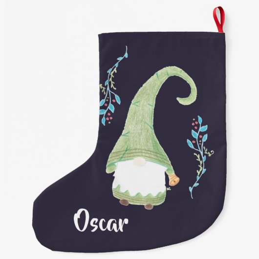 Groene moderne Zweedse kabouter Kerstkous Grote Kerstsok (Achterkant)
