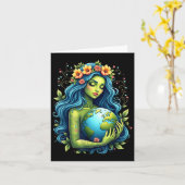 Groene Moeder Aarde Dag Gaia Red onze planeet Vrou Kaart (Gele Bloem)