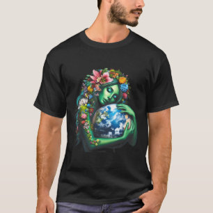 Groene Moeder Aarde Dag Gaia Red onze planeet Vrou T-shirt