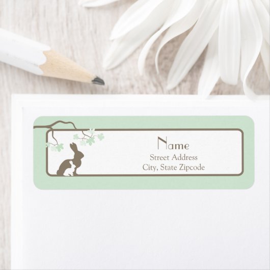 Groene Moeder en Baby Bunny Adreslabel Etiket (Insitu)