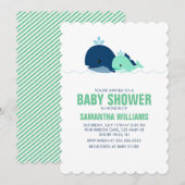 Groene Moeder en Baby Whale Baby shower Kaart (Voorkant / Achterkant)