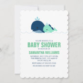 Groene Moeder en Baby Whale Baby shower Kaart (Voorkant)