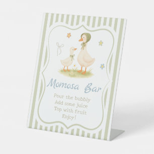 Groene Moeder Gans Baby shower Momosa Bar Reclamebord Met Voetstuk