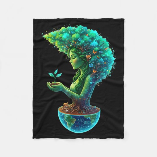 Groene moeder natuur aarde dag 2026 aarde moeder fleece deken (Voorkant)