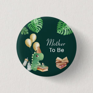 Groene Moeder Wordt Dino Verhaaltjes Baby Shower Ronde Button 3,2 Cm