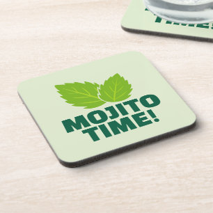 Groene mojito cocktail onderzetter set met citaat
