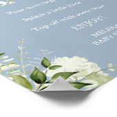 Groene Momosa Bar Stofblauw Baby Shower Poster (Hoek)